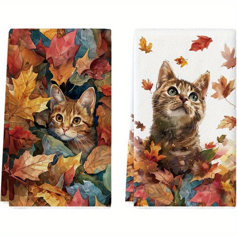 

2- Towels - Super Polyester Dish Towels, , , Decorative Towels & , 18x26 For Fall Decor