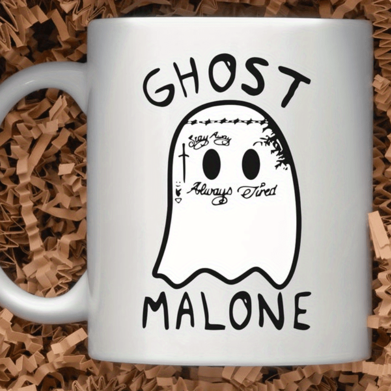 

1pc, 11ozghost Malone Mug, Mug, Coffee, , Spooky Mug, Coffee Mug, Fall Coffee Cup, Gift Teen