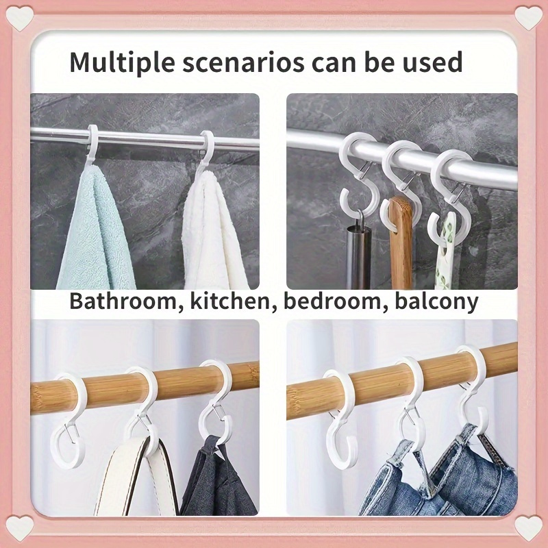 

6/12pcs Heavy-duty Plastic Hooks - Space-saving Rack For Kitchen, Bathroom, And Closet Organization - No Drilling Required, , , And Rust-resistant