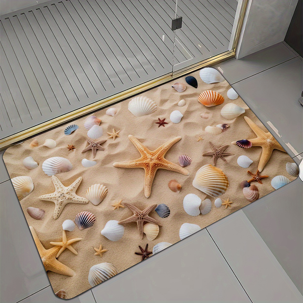 TEMU 1 pz, Tappeto da con motivo a stella marina e per , Tappeto assorbente per bagno, Tappetino assorbente antiscivolo per vasca da bagno, Tappetino