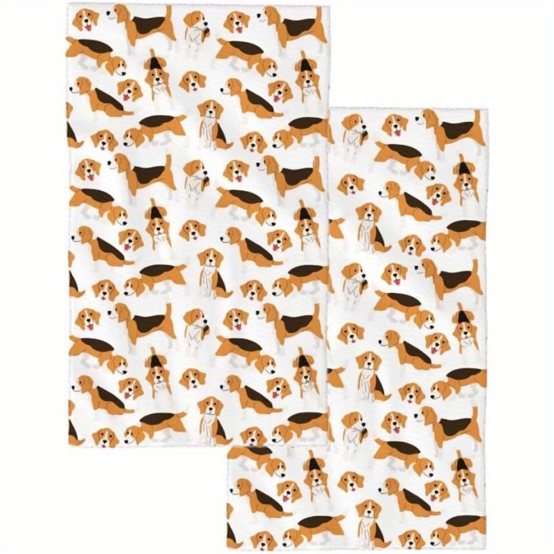 

2-piece Set, 18x26 Inch, Contemporary Beagle Dog Pattern, Polyester , Towel, Reusable Dishcloth, Machine Washable, Home & Kitchen Decor, Holiday Gift Idea