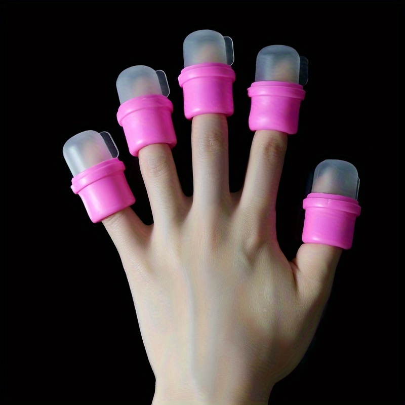 

10pcs Silicone Nail Polish Remover Caps - Gentle & Effective Finger Covers For Easy Manicure