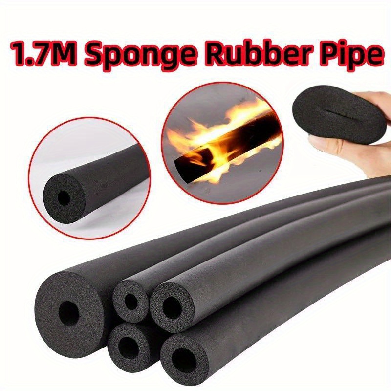 

Black Waterproof Sponge Rubber Pipe - 5.6ft Thermal Insulation Tubular Protector For Heating, Cooling & Air Purifiers