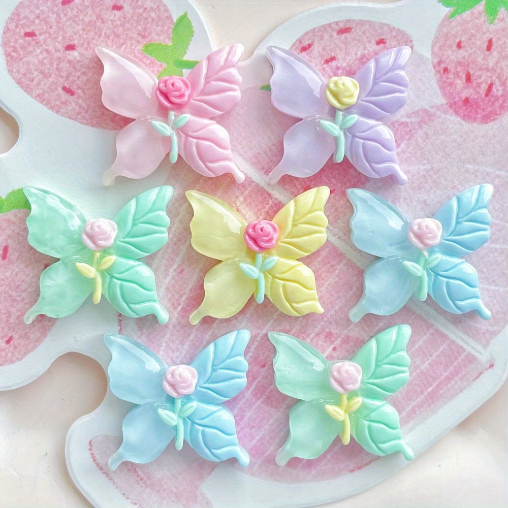 

10pcs Macaron Rose & Resin Charms For Hair Clips, Keychains, Phone Cases & Stationery Crafts