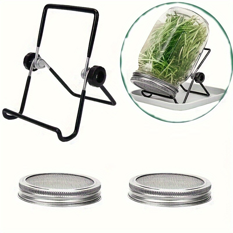 

3pcs Seed Sprouting Kit - Bpa-free Quart Jars With Stainless Steel Lids & Stand - , , Mung Beans - No Electricity Needed