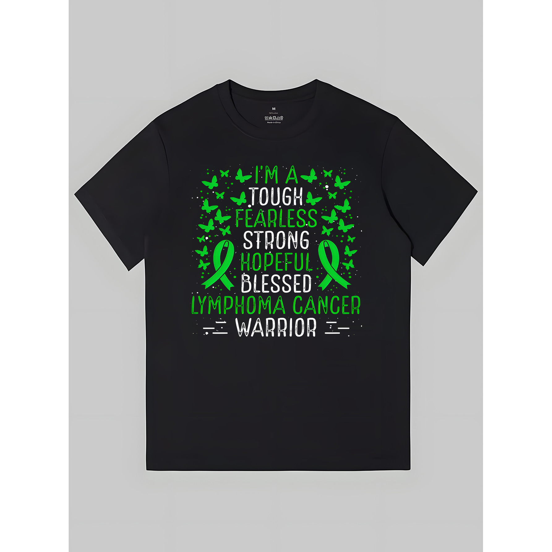 

1 Piece, Lymphoma Cancer Awareness Ribbon Cancer Warrior Print, Summer Comfortable Casual Cotton T Shirt