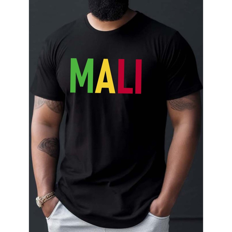 

T-shirt décontracté à col rond pour homme avec du du , tissu tricoté % polyester, coupe régulière, légère extensibilité, t-shirt à manches courtes d'été - Design à motif géométrique