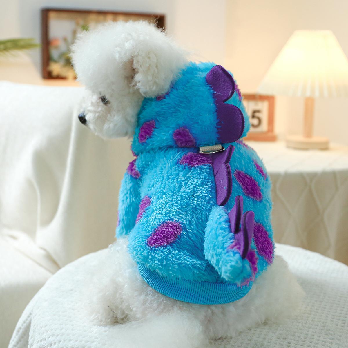 short plush dinosaur pet shichon pomeranian teddy small dog cute fluffy coat spring autumn winter warm transformation outfit dog clothes Product details 1