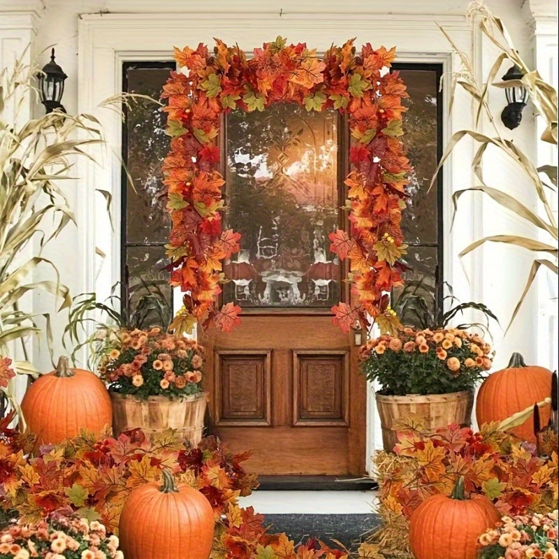 

4pcsartificial Maple Leaf Garland - Classic Fall Decor Hanging Vine With No Feathers - Thanksgiving Autumn Decoration Without Electricity