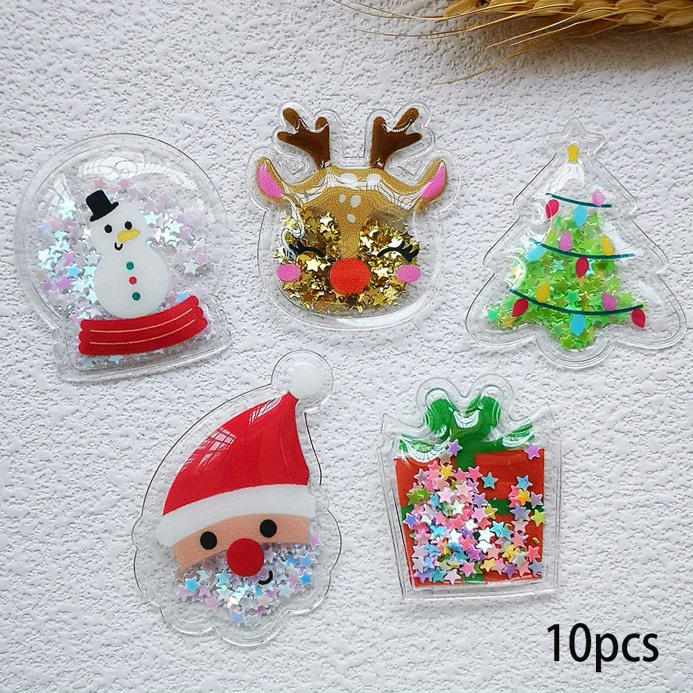 Image of /20pcs Shiny Quicksand Sequined Pendant Christmas Hairpin Accessories-multicolor Random Color Mixing, Pvc Decals Are Suitable For Diy Handicrafts And Decorations
