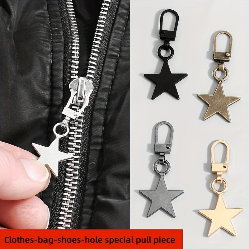 

5-pack Metal Star Zipper Pull Tabs, Quick Installation, Detachable Zipper Pullers For Bags, Jackets, Suitcases - Includes White & Black Options