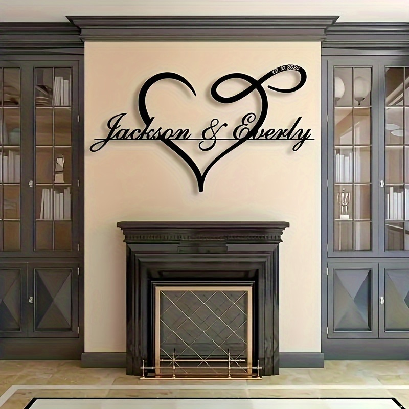 

1pc Customizable Metal Love Art With Names & Anniversary - , Fade-resistant, Waterproof, Laser-cut, No Battery Needed, Home Decor & Wedding Gifts