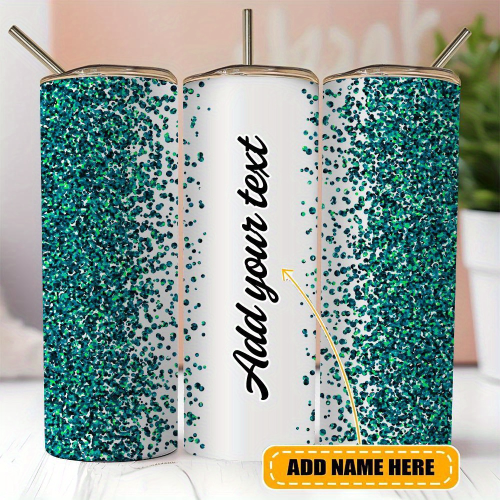 

Customizable 20oz Glitter Tumbler With Name - Stainless Steel, Double-wall Insulation, Bpa-free Lid & Straw, Hand Wash, Reusable, No Electricity Needed