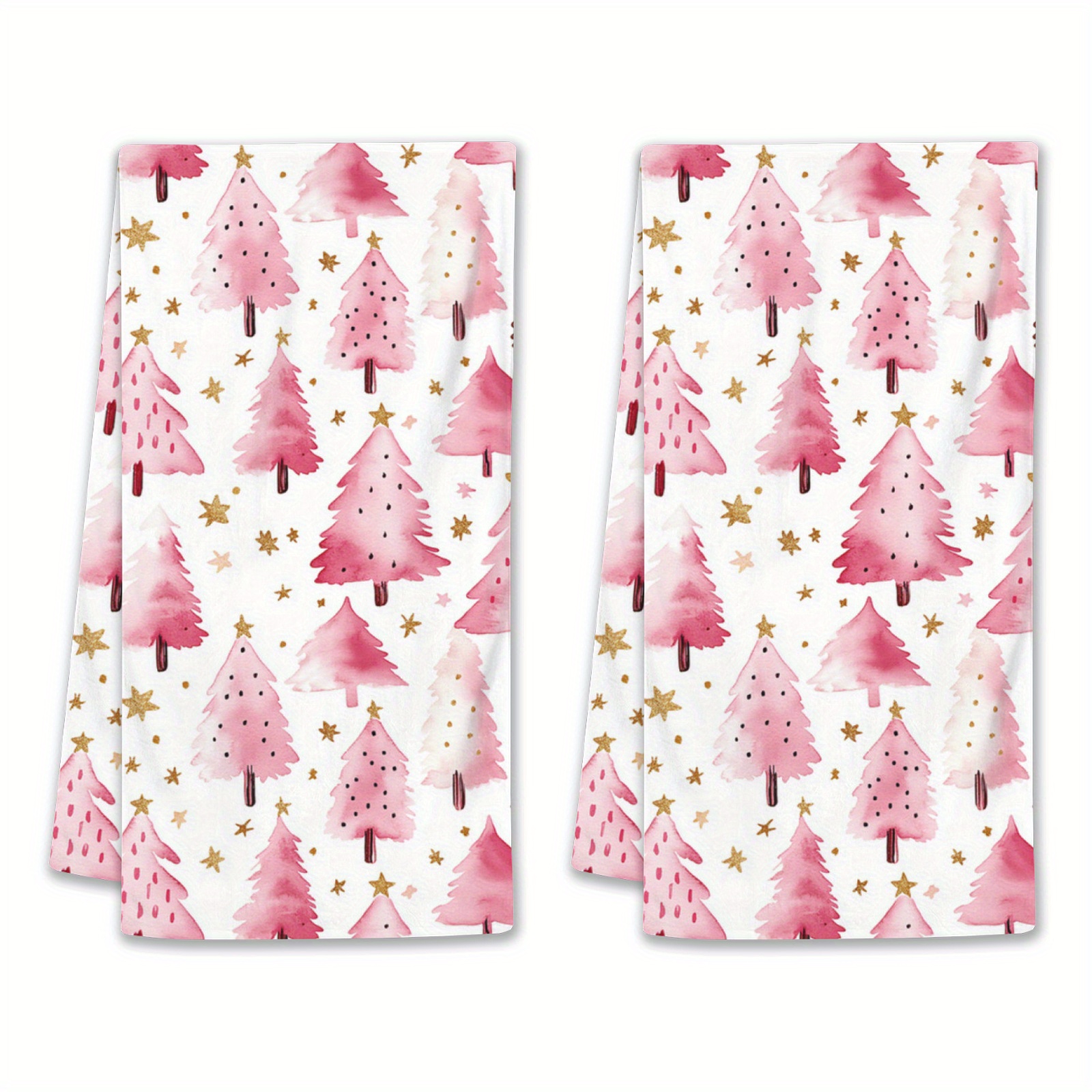 

2-pack Polyester Christmas Hand Towels, & Star Design, Festive Dish Towels, 18x26 Inch, Non-electric, Machine Washable, Fade Resistant, Holiday Kitchen Decor