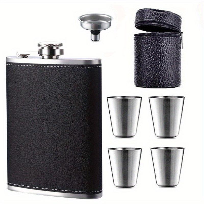 Stainless Steel Wine Pot Stainless Steel Portable Outdoor Stainless Steel Leather Wine Pot Bottles