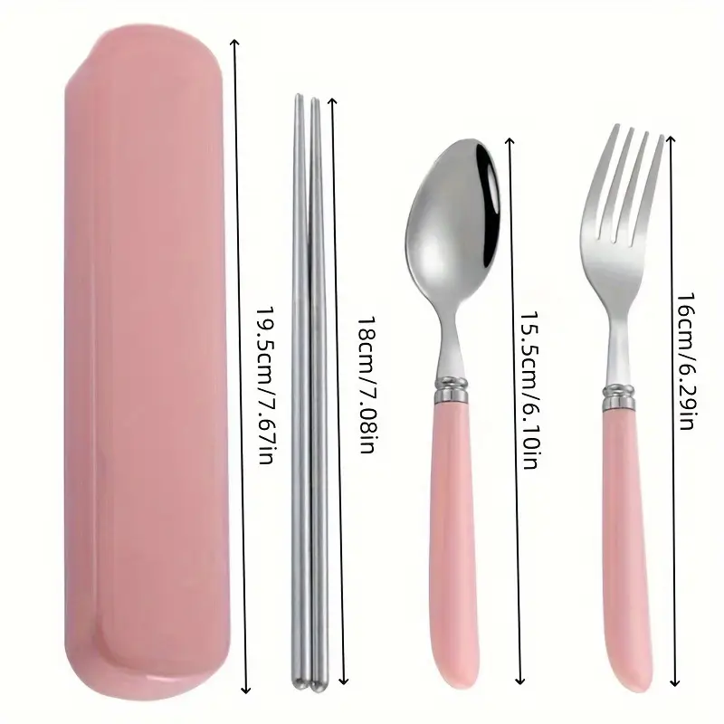 1 set stainless steel cutlery set with chopsticks, forks, spoons - heavy-duty 304 stainless steel, polished glossy surface, /white/blue/green/beige, compact portable tableware with storage case for camping, picnic, travel, everyday use - ideal for home, office, outdoor dining - durable & hygienic, -resistant, elegant table setting, easy to clean, scratch-resistant, lightweight & sturdy construction, cutlery cutlery disposable for party, camping cutlery, Product details 3