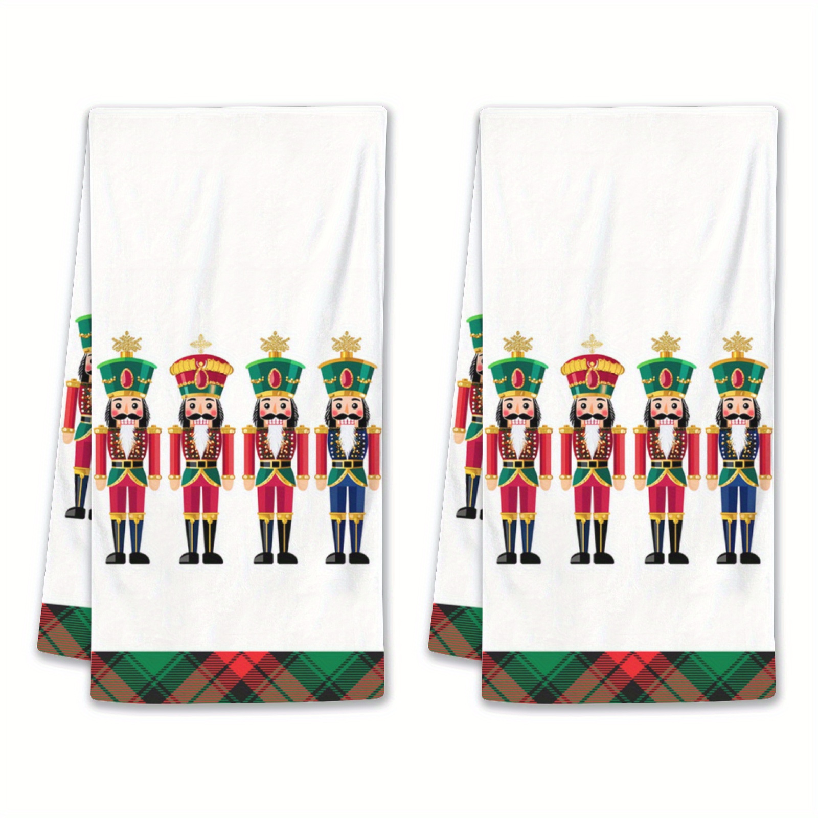 

2pcs Nutcracker Soldier Christmas Kitchen Towels - , Highly Absorbent Polyester Dish Cloths For Holiday Decor & Everyday Use