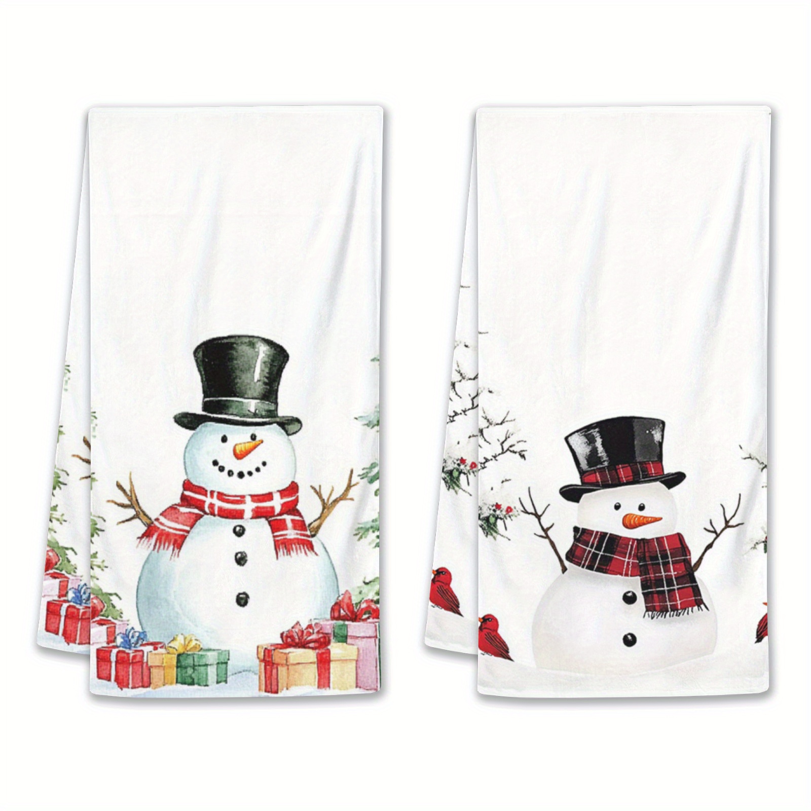 

2pcs Christmas Towel Set, Snowman & Truck , Microfiber Bath Towels, , Rectangular, 230g/㎡, For Kitchen & Bathroom Decor