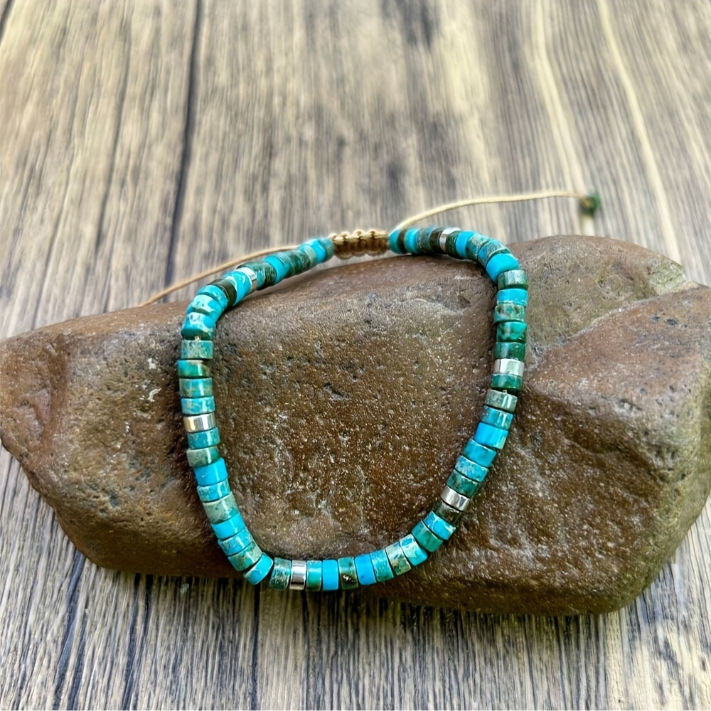 Boho Style Turquoise Beaded Bracelet for Vacation