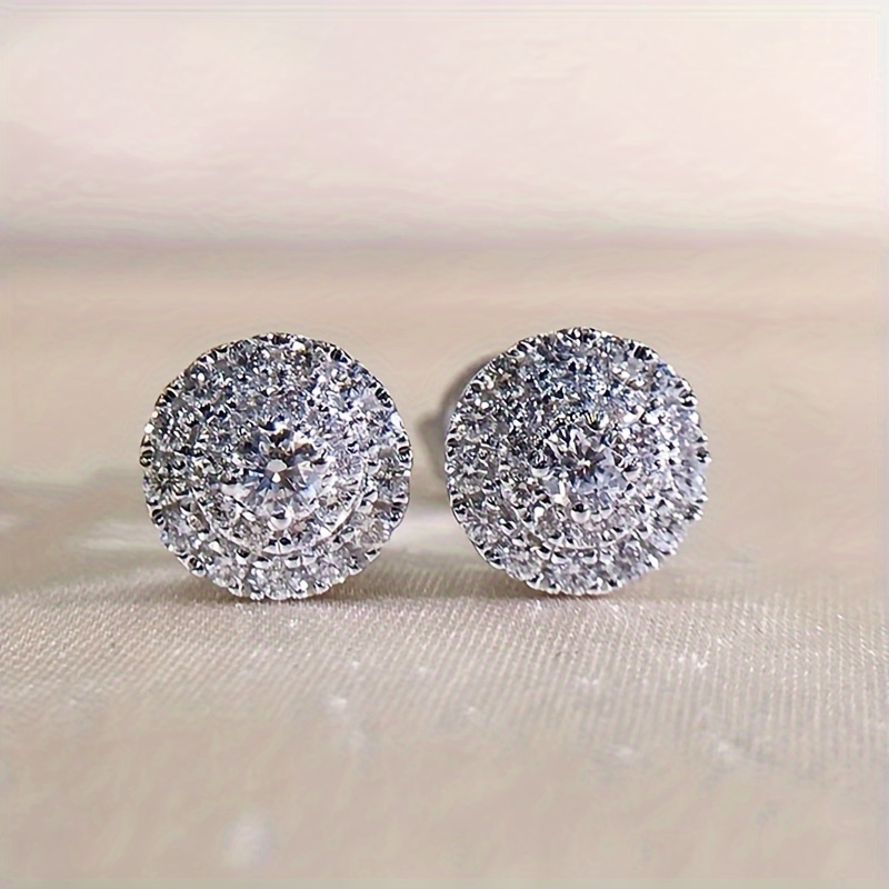 

1 Pair Of Elegant 925 Sterling Silver Zirconia Earrings - Hypoallergenic Earrings For Weddings And Everyday Wear