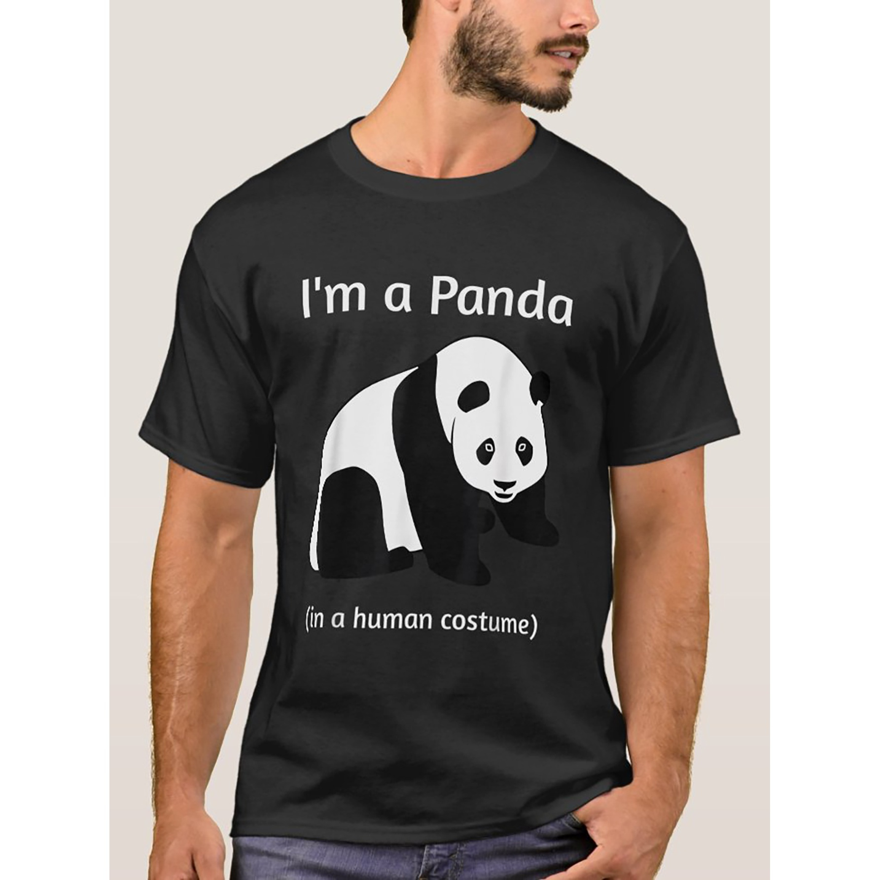 

Im A Panda In A Hu Novelty T-shirt Mens Unisex Funny Cotton Short-sleeve T-shirt