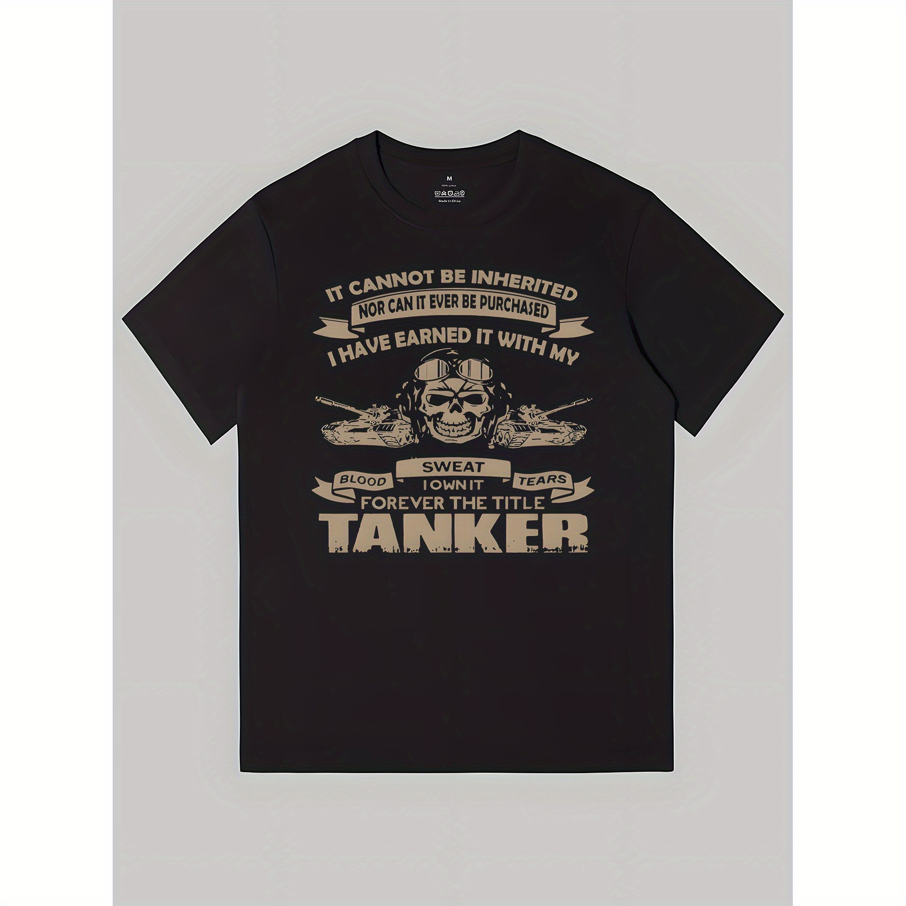 

1 Piece, Tanker Army T Shirts, Print, Summer Comfortable Casual Cotton T Shirt