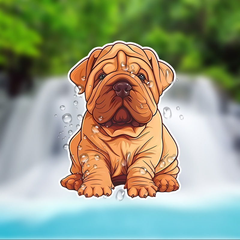 

Vinyl Shar Pei Decal - Cute Dog Cartoon Design, Matte Finish, Irregular Shape, Single-use, Self-adhesive For Laptops, Cars, Suitcases, Bumpers, Windows, Toolboxes, Motorcycles And More