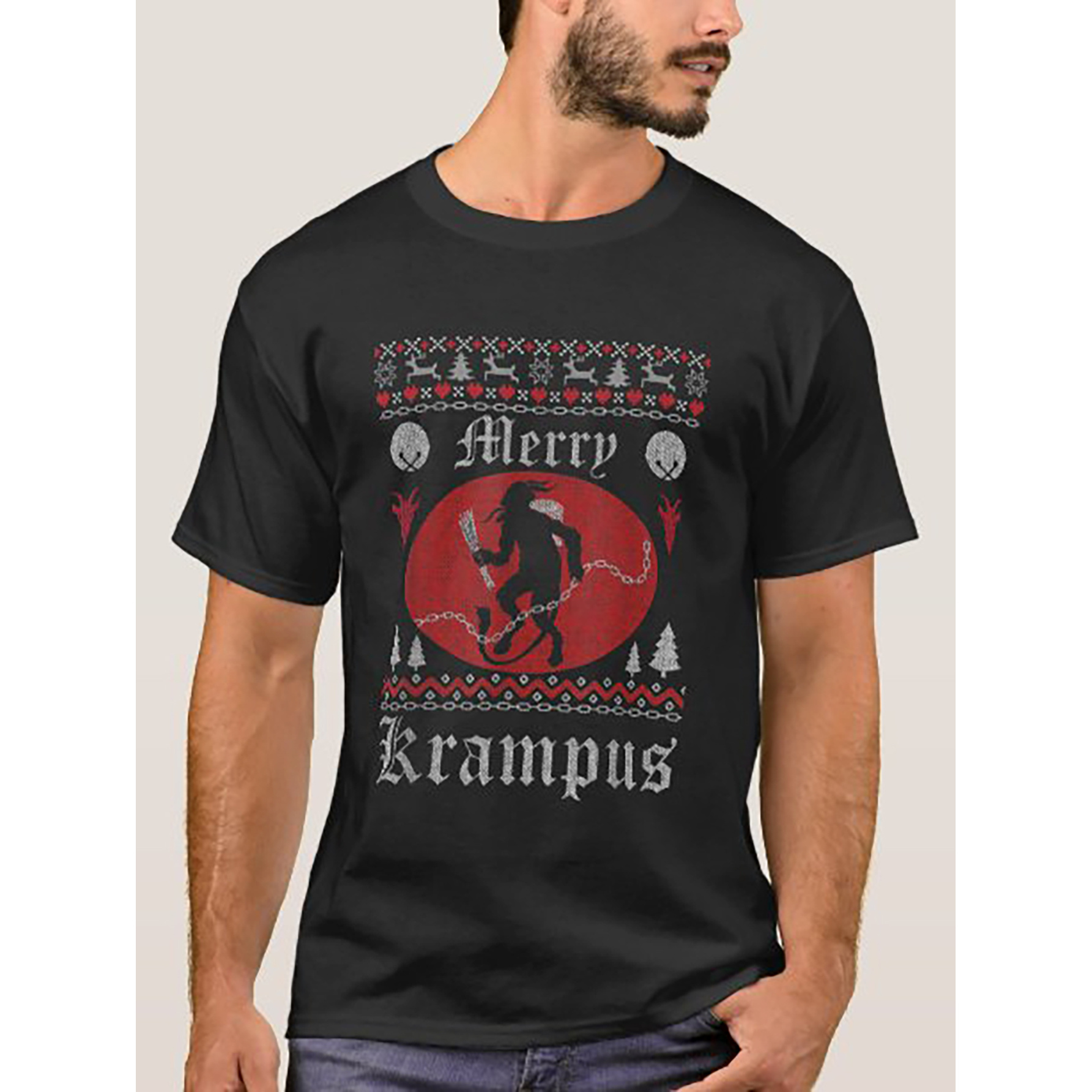 

Merry Christmas Horror Ugly T-shirt Mens Unisex Funny Cotton Short-sleeve T-shirt