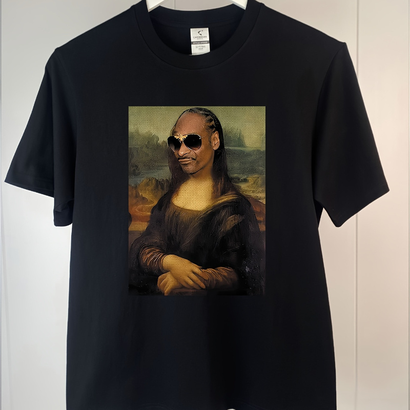 

New Limited Funny Men's Creative Mona Lisa Black T-shirt