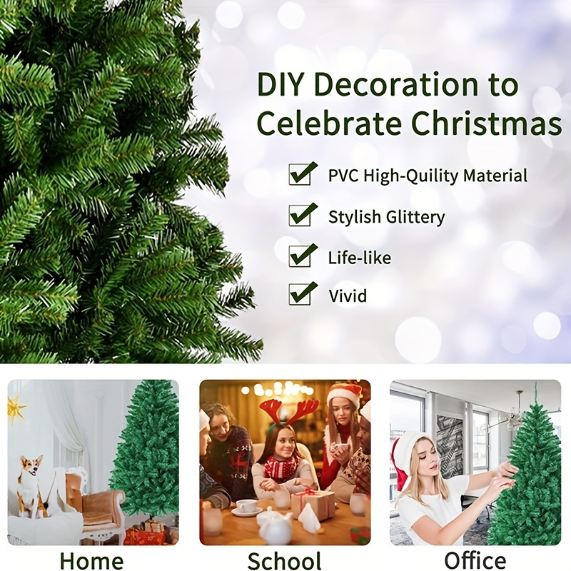 Albero Di Natale Artificiale 170 Cm YEAUPE PRO | 800 Punte In PE/PVC, 3 Sezioni Con Montaggio Facile | Base In Metallo E Nastro Rosso Incluso