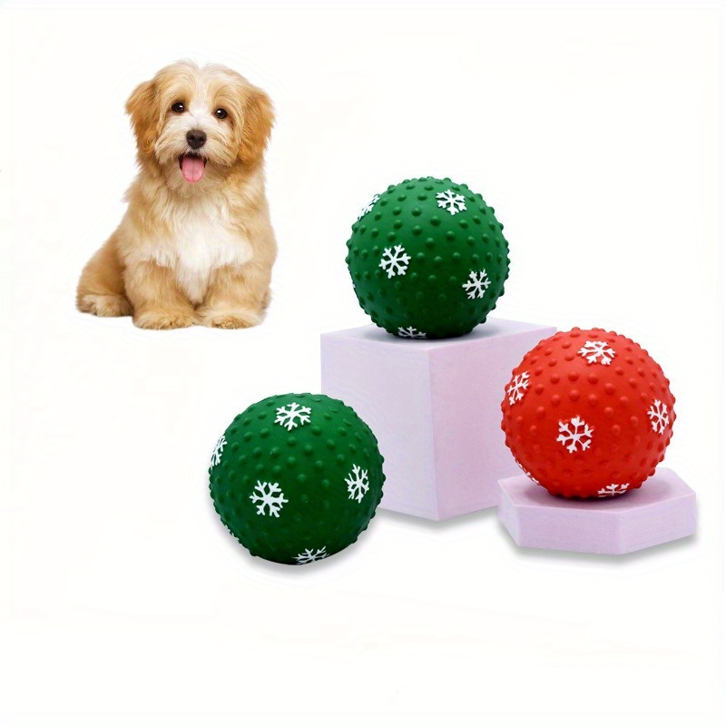 

Christmas Squeaky Dog Toy Balls - Chew And Dental Cleaning Balls With High Elasticity For Small To Medium Dogs, Plastic, Non-battery, Patterned, Pack Of 1