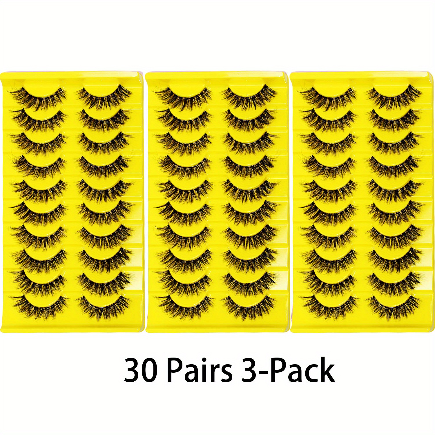 TEMU 30 Pairs 3pcs False Eyelashes 6d Super Fluffy Mink Eyelashes Cat Eye Effect Lashes Eyelash Extension Makeup
