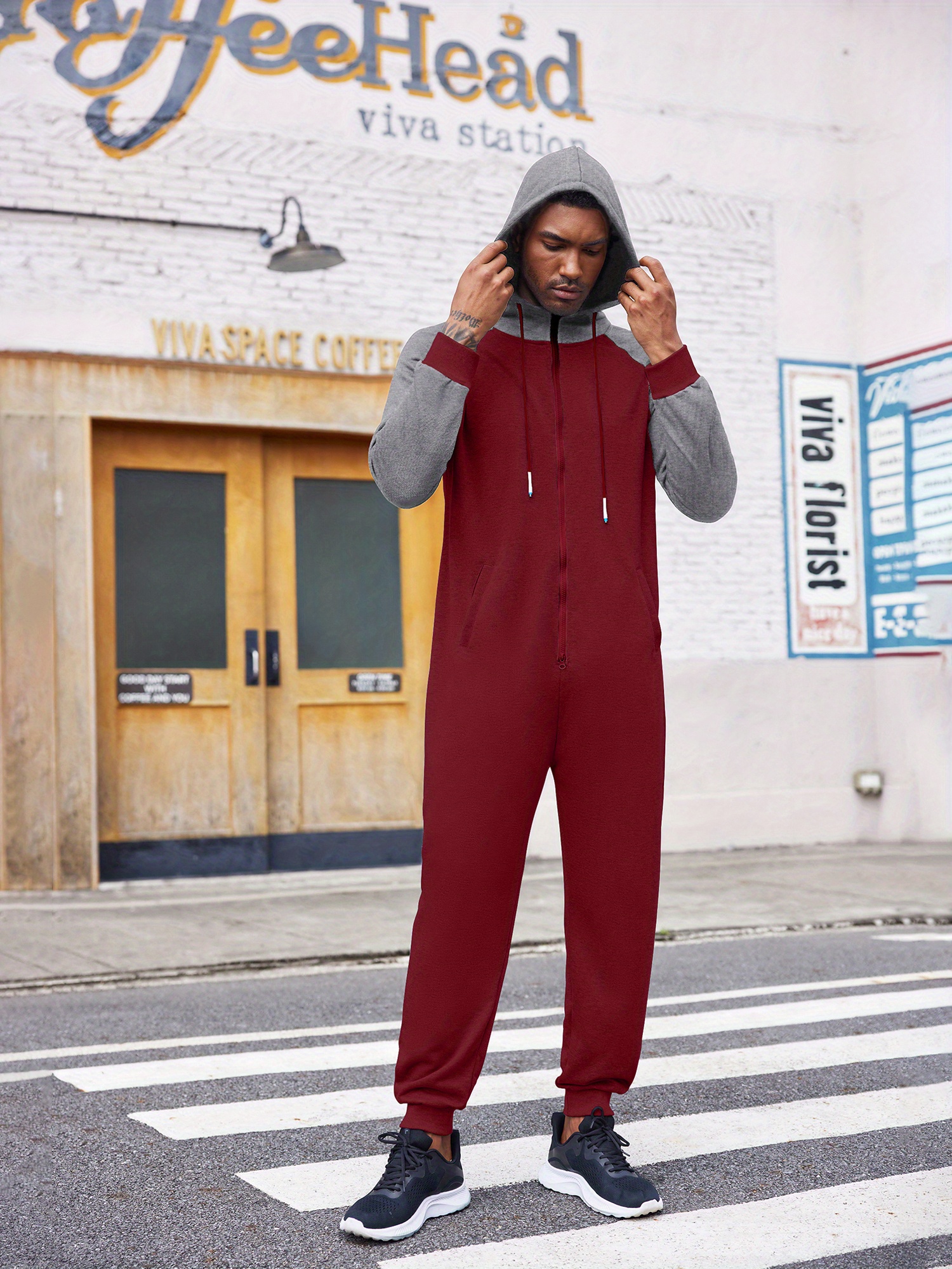 Amazon.com: WUAI Onesie Men's Hooded Jumpsuit Zip Up One