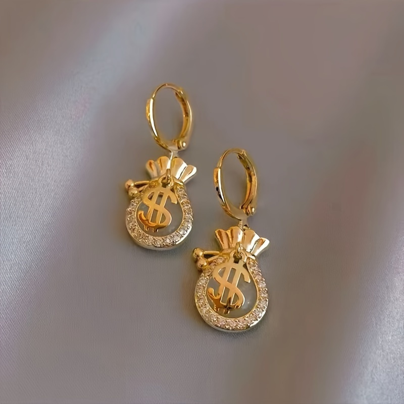 

1 Pair Of Chic Golden-tone Earrings With - Vintage Alloy Dangle Earrings For Women, Ideal For & Gifting, Novelty Earrings