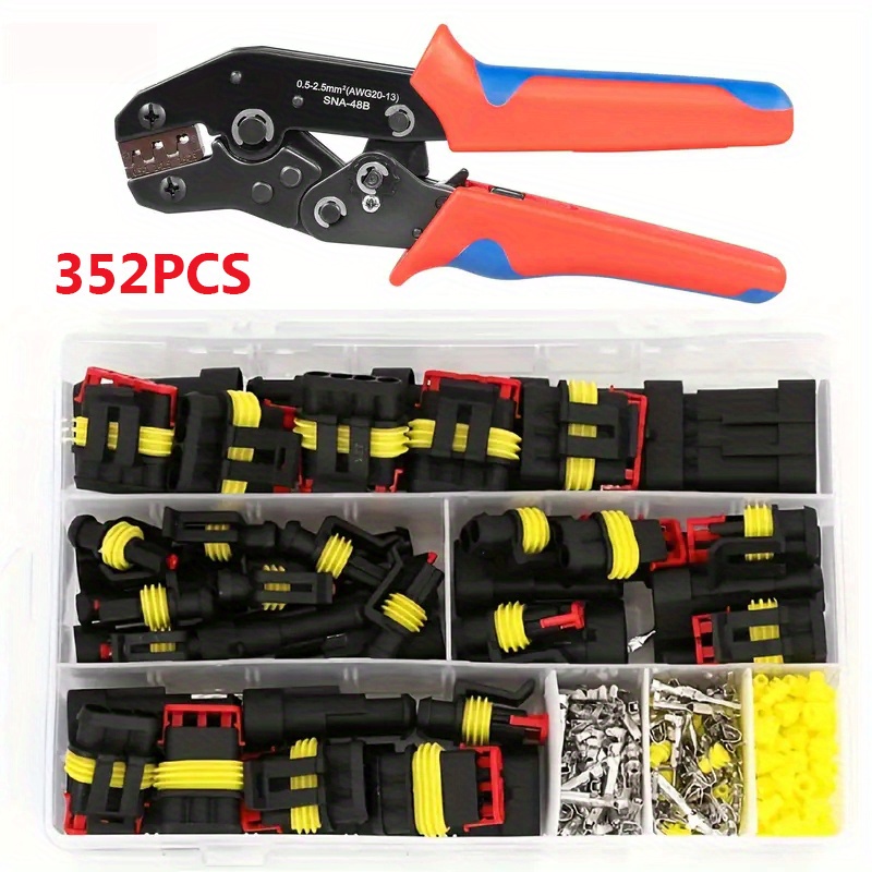 TEMU Kit de Conectores HID de Conexión Rápida Automotriz UMLIFE de 352 piezas con Alicates de Crimpado SN-48B, 26 Juegos de Enchufes de Arnés de
