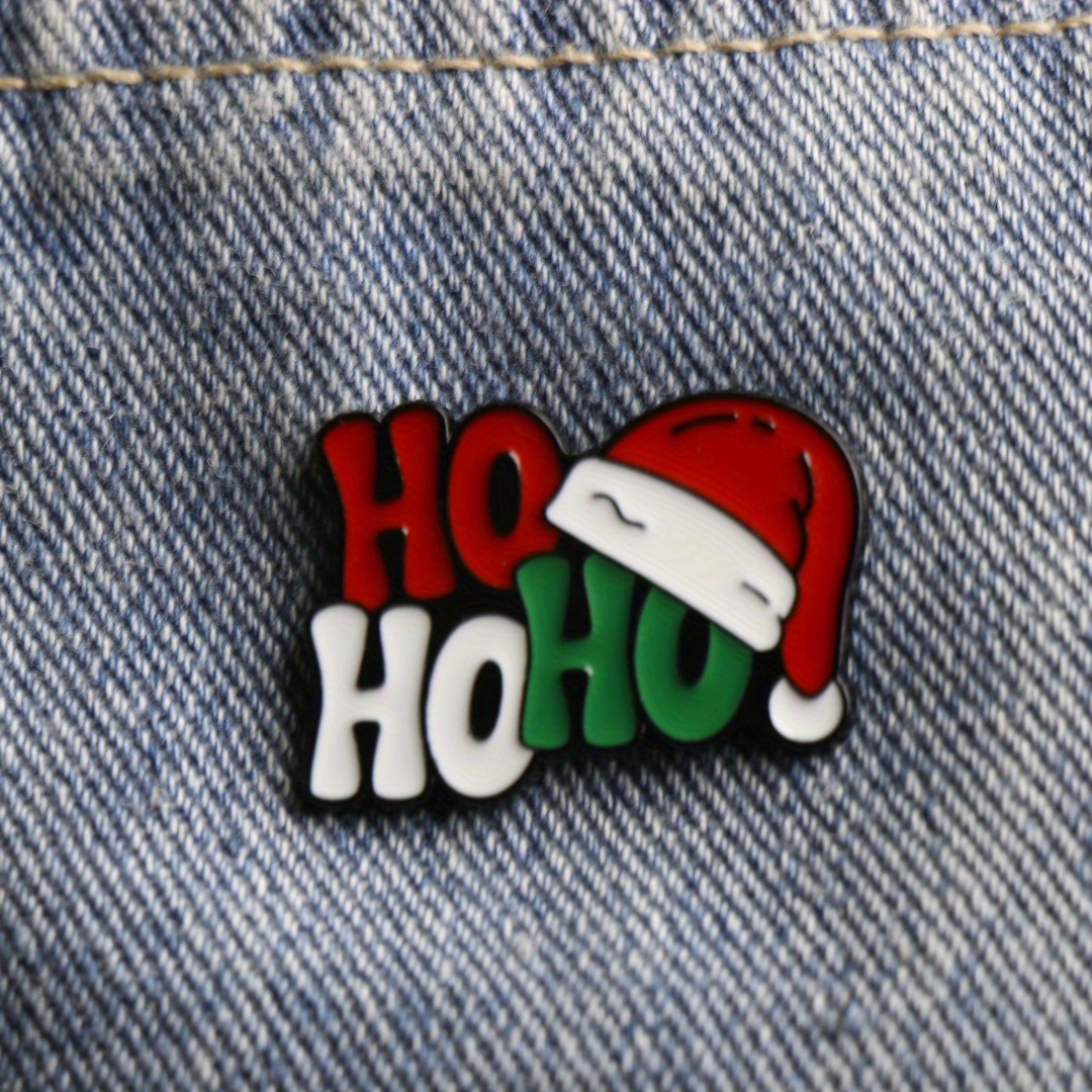 

Christmas Themed Enamel Pin Brooch, Fashion Alloy Lapel Pin For Backpacks And Clothing, Festive Accessory Badge, Gift For Friends, Santa Hat "ho Ho" Design, No Plating - For All Seasons & Daily Wear