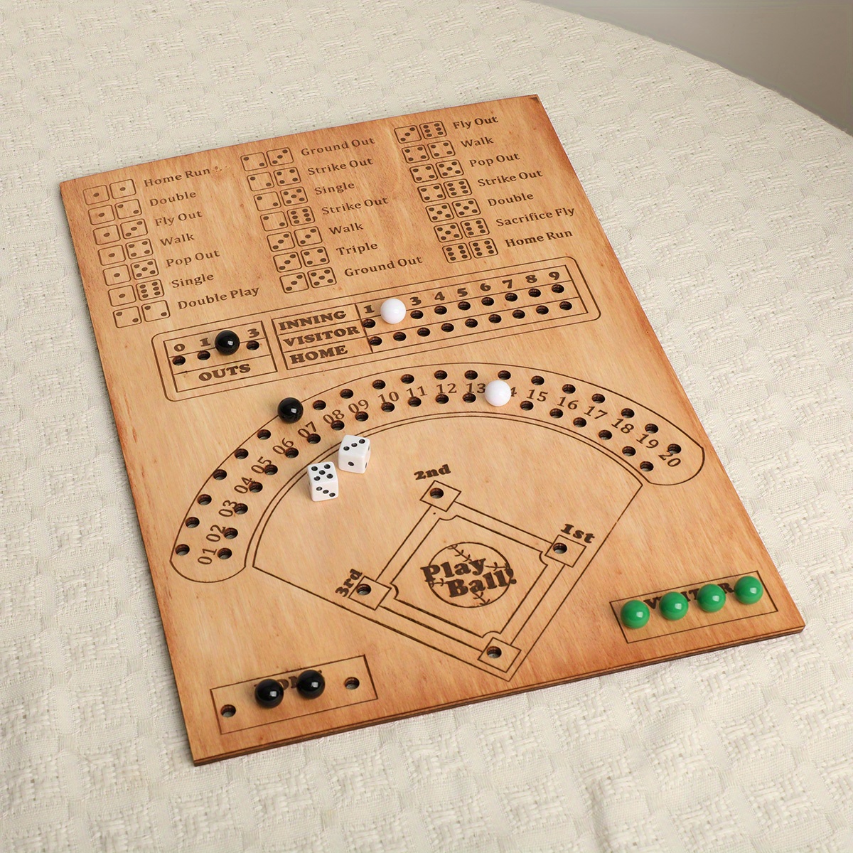 

1pc Handcrafted Wooden Baseball Dice Board Game - For Fun Family , Easy-to-play Rules, Construction - Holiday Parties & Social Events