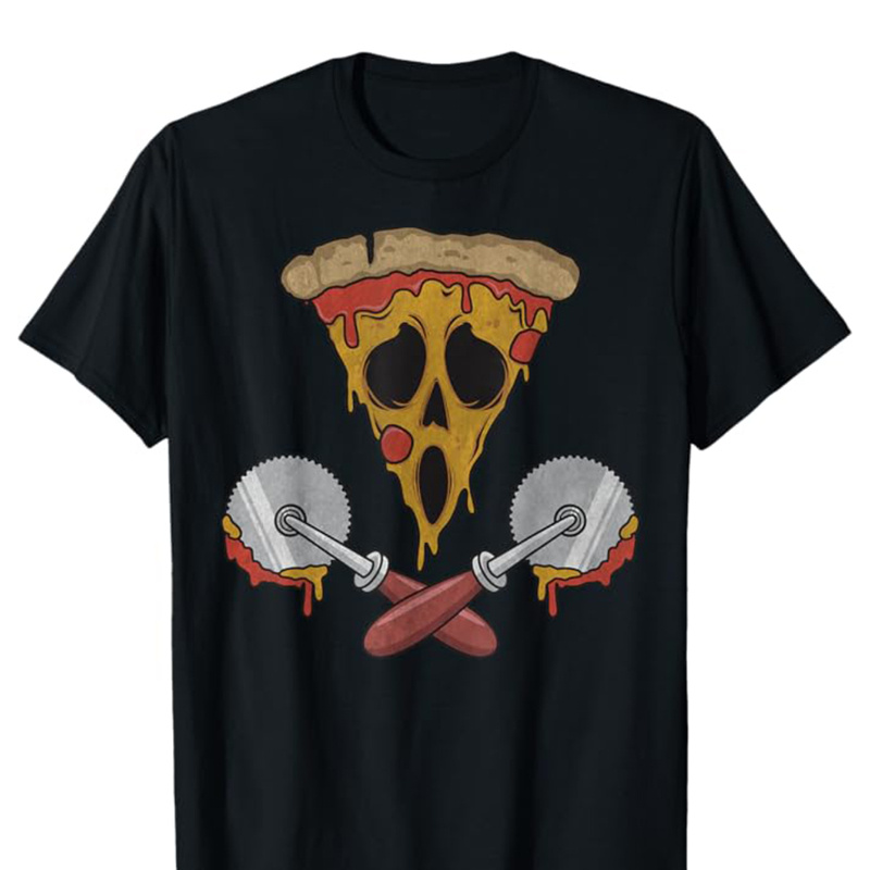 

Pizza Printed, Men's Cotton T-shirt, Food Graphic Tee Men's Outdoor Clothes, Men's Clothing, Casual Short Sleeve Crew Neck T-shirt, Soft Comfortable Top