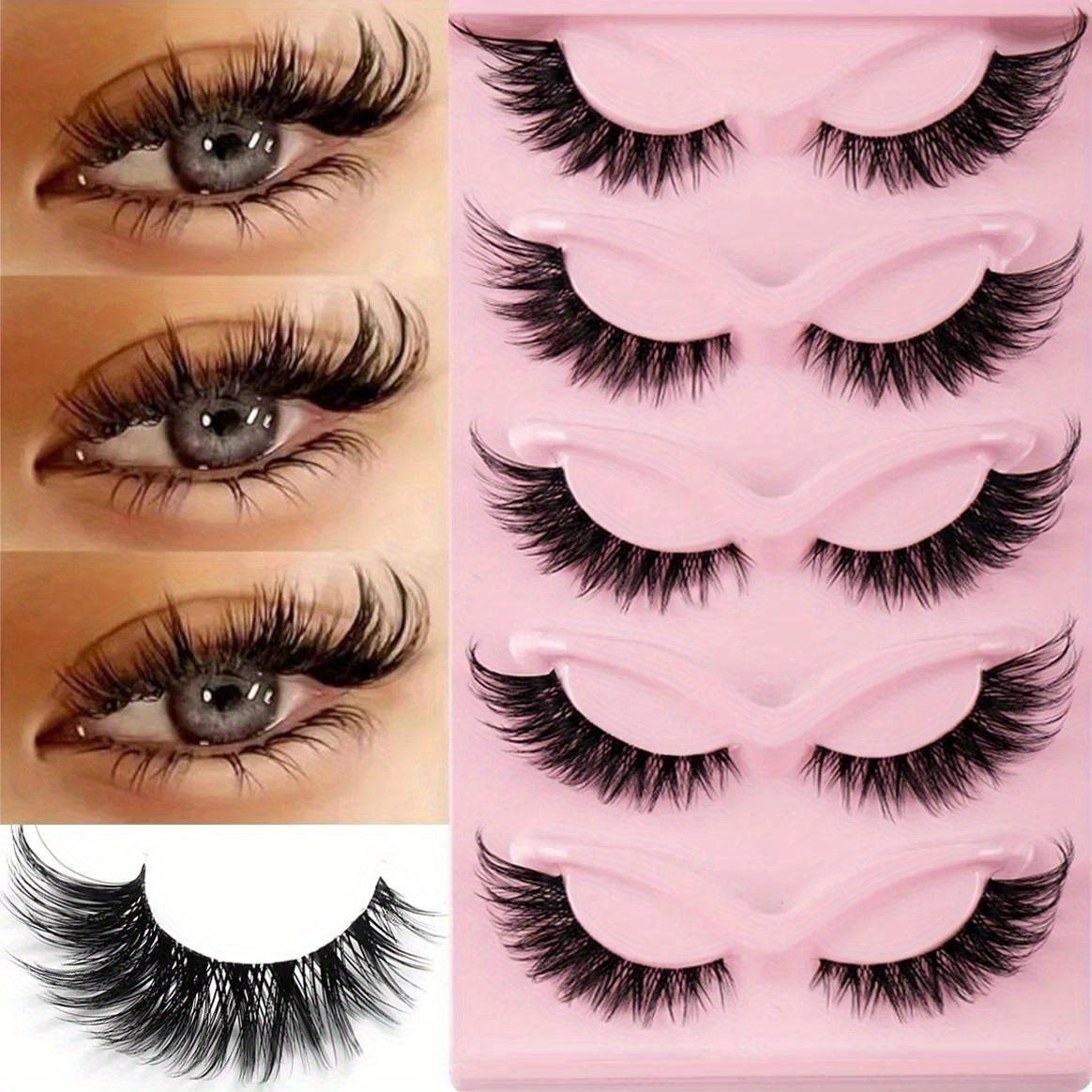 

15 Pairs 3-pack Cat Eye Lashes Fake Eyelashes Natural Long Manga Lashes Winged End Eye Eyelashes Fake Lashes Makeup