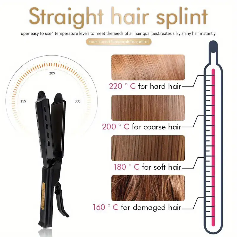 2 in 1 professional hair straightener steam iron 4 adjustable temperatures portable for all hair types   us plug details 3