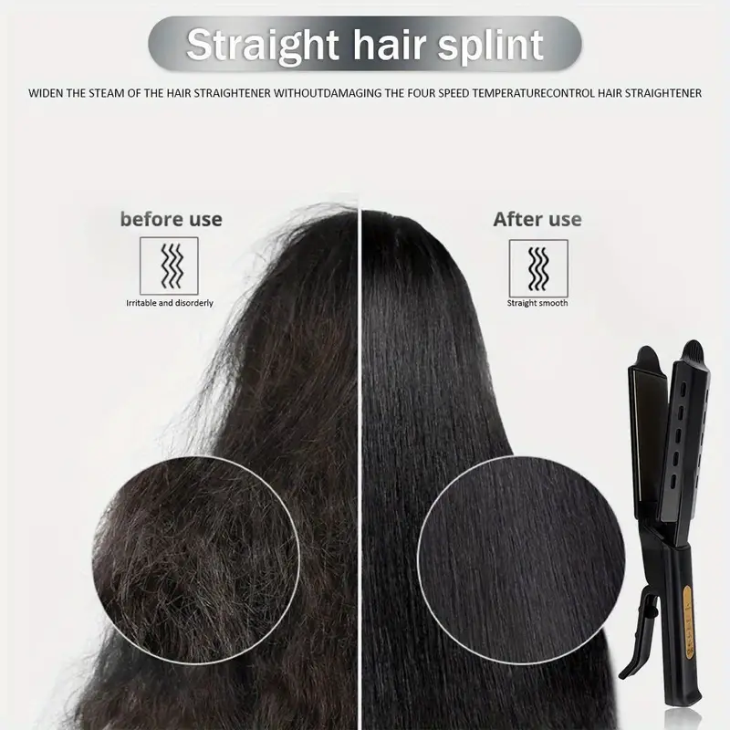 2 in 1 professional hair straightener steam iron 4 adjustable temperatures portable for all hair types   us plug details 5