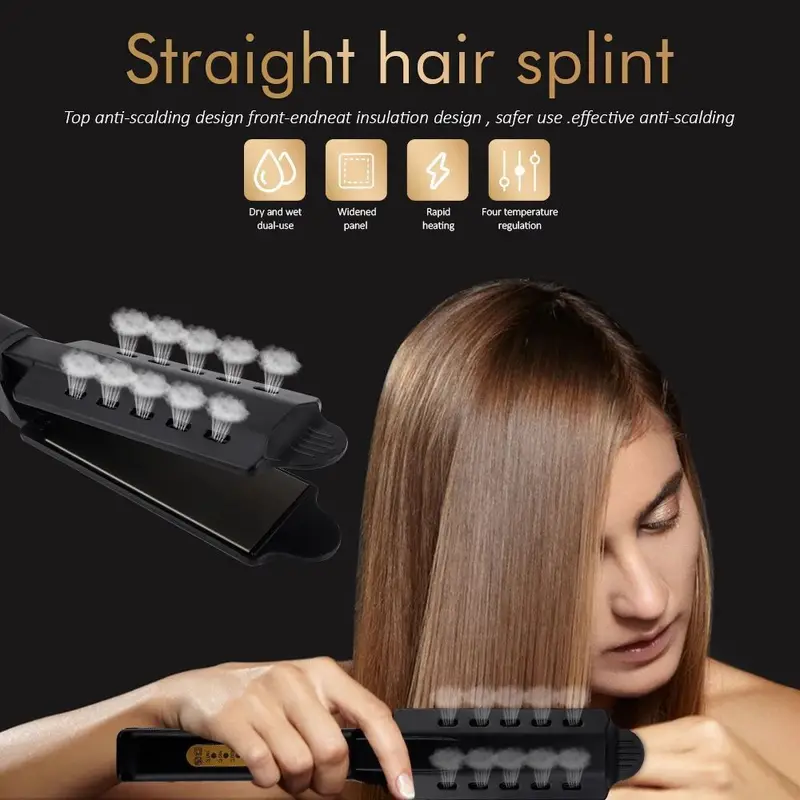 2 in 1 professional hair straightener steam iron 4 adjustable temperatures portable for all hair types   us plug details 7
