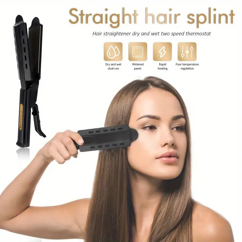 2 in 1 professional hair straightener steam iron 4 adjustable temperatures portable for all hair types   us plug details 6