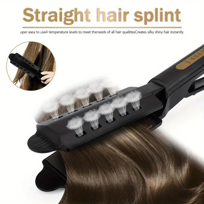 2 in 1 professional hair straightener steam iron 4 adjustable temperatures portable for all hair types   us plug details 1