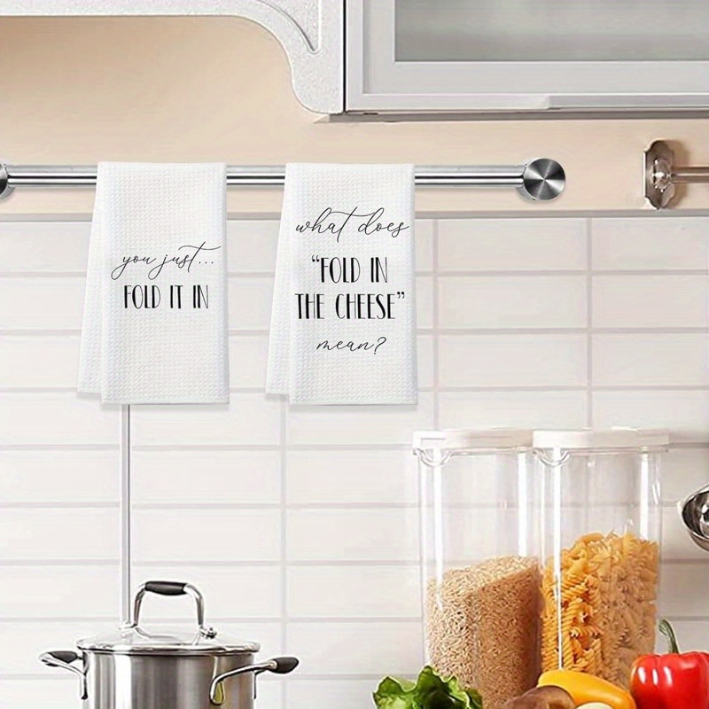 

Contemporary 2-piece Kitchen Towel Set - 18x26 Inch, 100% Polyester, Woven, Super Soft, Machine Washable, Space-themed, Funny Fold In The Cheese Pattern, Ideal For Decor, Unique Gift