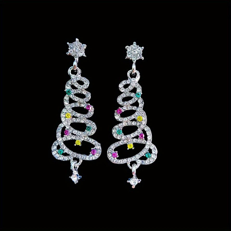 TEMU 2pair Fashion Colorful Christmas Tree Earrings, Party Christmas Gift
