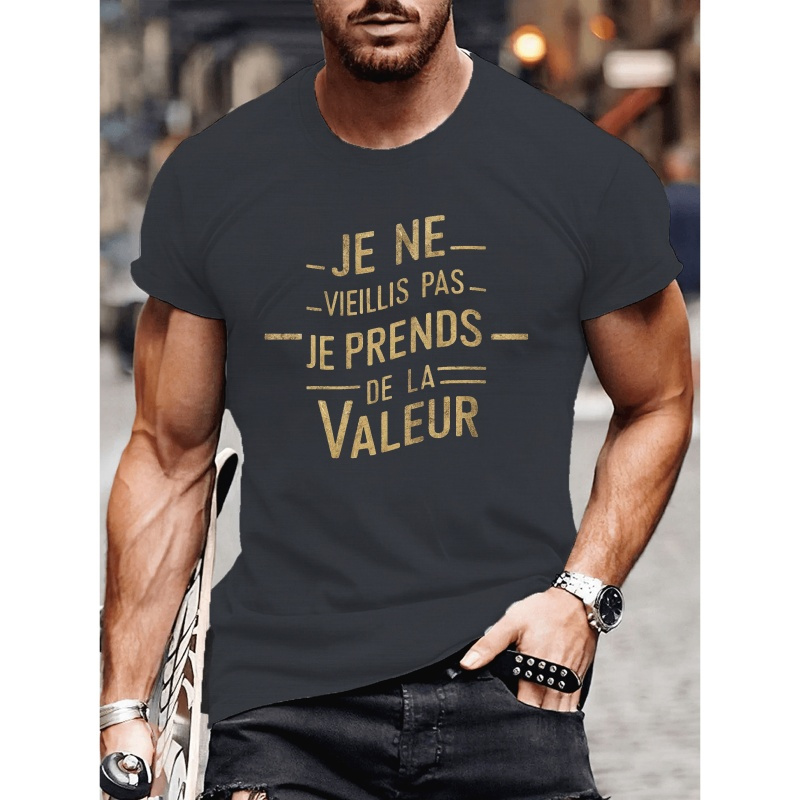 

T-shirt imprimé typographique " AM NOT AGEING", T-shirts pour hommes, T-shirt décontracté à manches courtes pour l'été