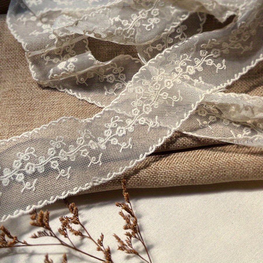 Lace Trim Auxiliary Material, Mesh Embroidered Straight Edge Scalloped Lace Decoration Materials