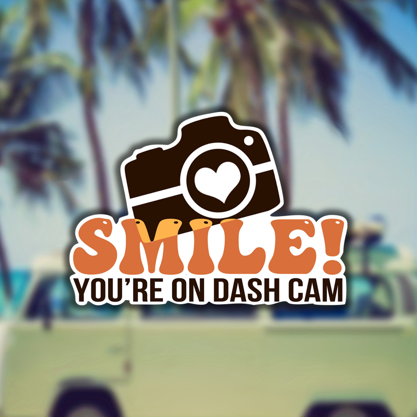 

Funny 'smile, Dash Cam' Vinyl Car Decal - , Cartoon Theme, -on, Durable, 6.3 X 4.4 Inches