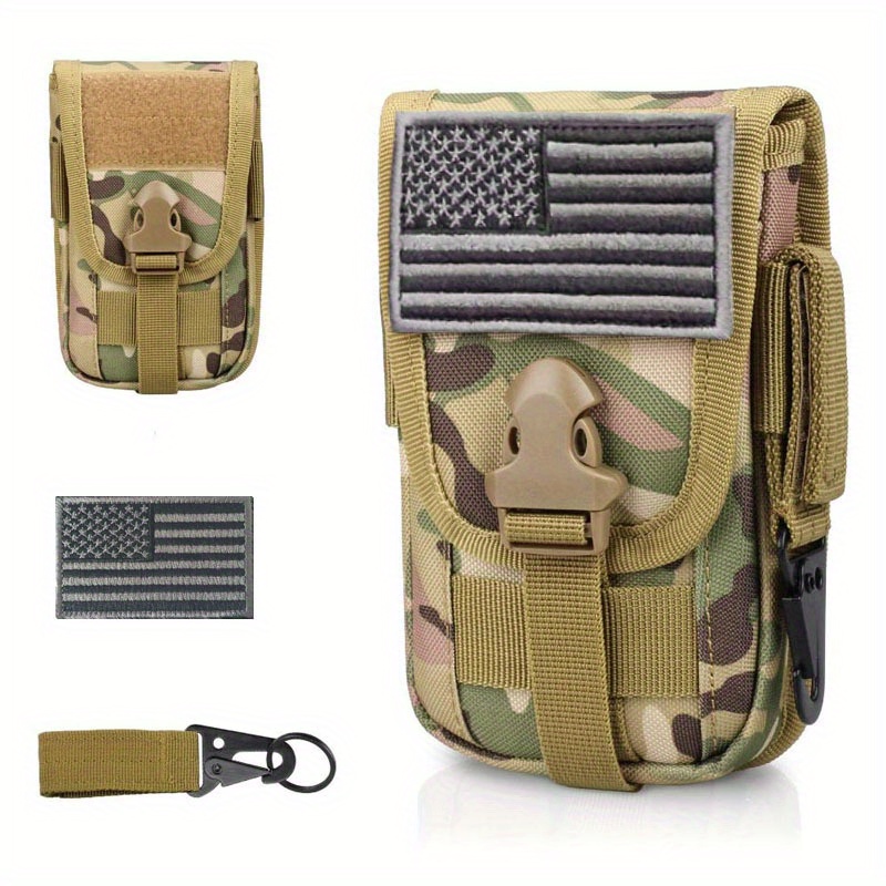 

Tactical Molle Phone Pouch - Nylon Smartphone Holster With Lock, Card Holder & Gear Clip For Outdoor Camping